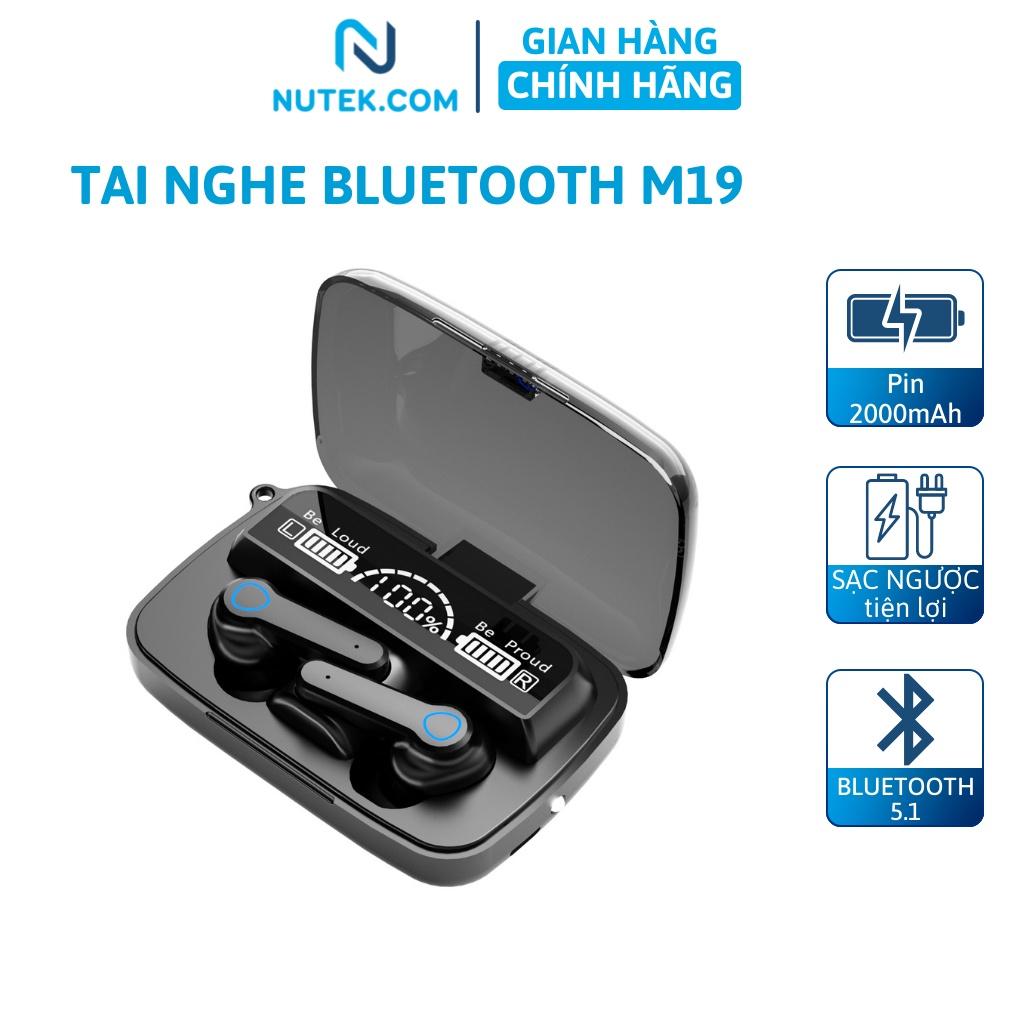 Tai nghe bluetooth thể thao NUTEK M19 không dây gaming V5.1 màn hình đèn LED cảm ứng chống nước