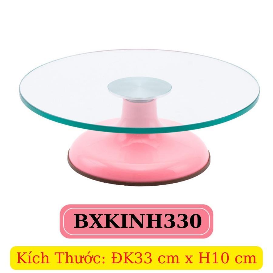 Bàn Xoay Bánh Kem Mặt Kính Cường Lực Dụng Cụ Trang Trí Bánh Cao Cấp - BXKINH