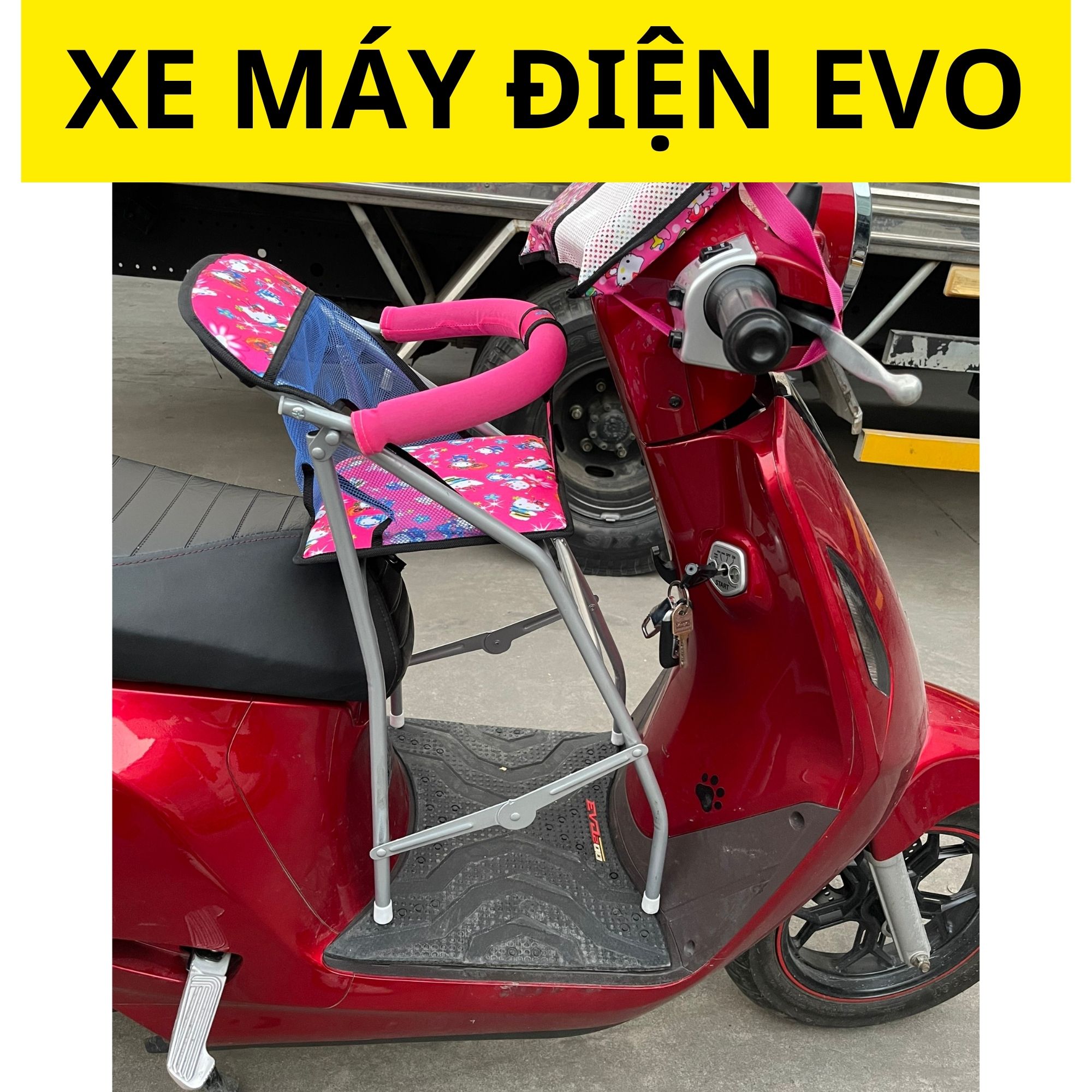 ( Ghế Sắt Sơn Có Dây ) Ghế ngồi xe tay ga cho bé (có cả dây đai và vòng bảo hiểm an toàn) ghế ga xếp sắt sơn tĩnh điện
