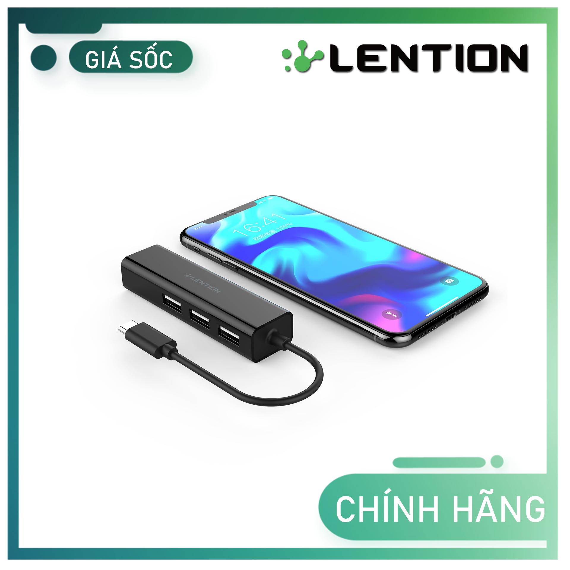 Bộ chuyển đổi USB-C 4 trong 1 Lention UC-USB2.0 Hàng Chính Hãng