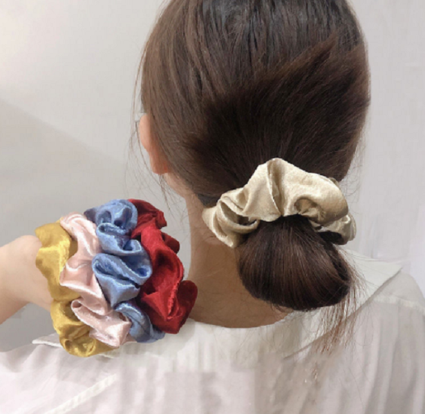 Dây cột tóc buộc tóc Scrunchies vải satin phong cách retro cổ điển cao cấp