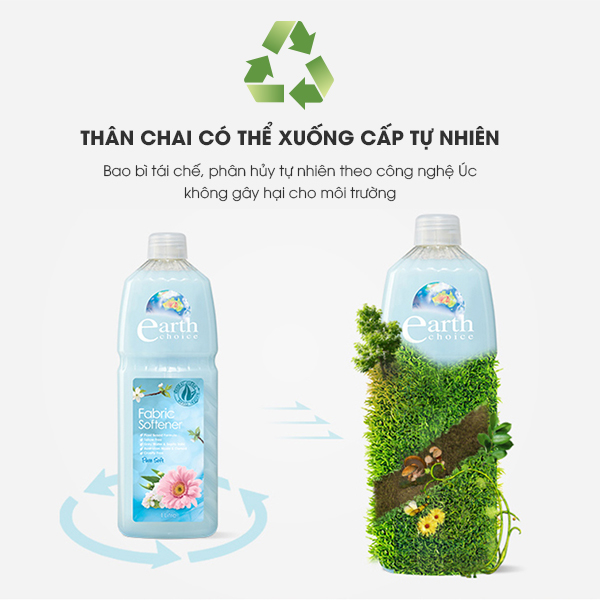 Nước xả vải gốc thực vật hương cúc đồng tiền Earth Choice Úc 1L