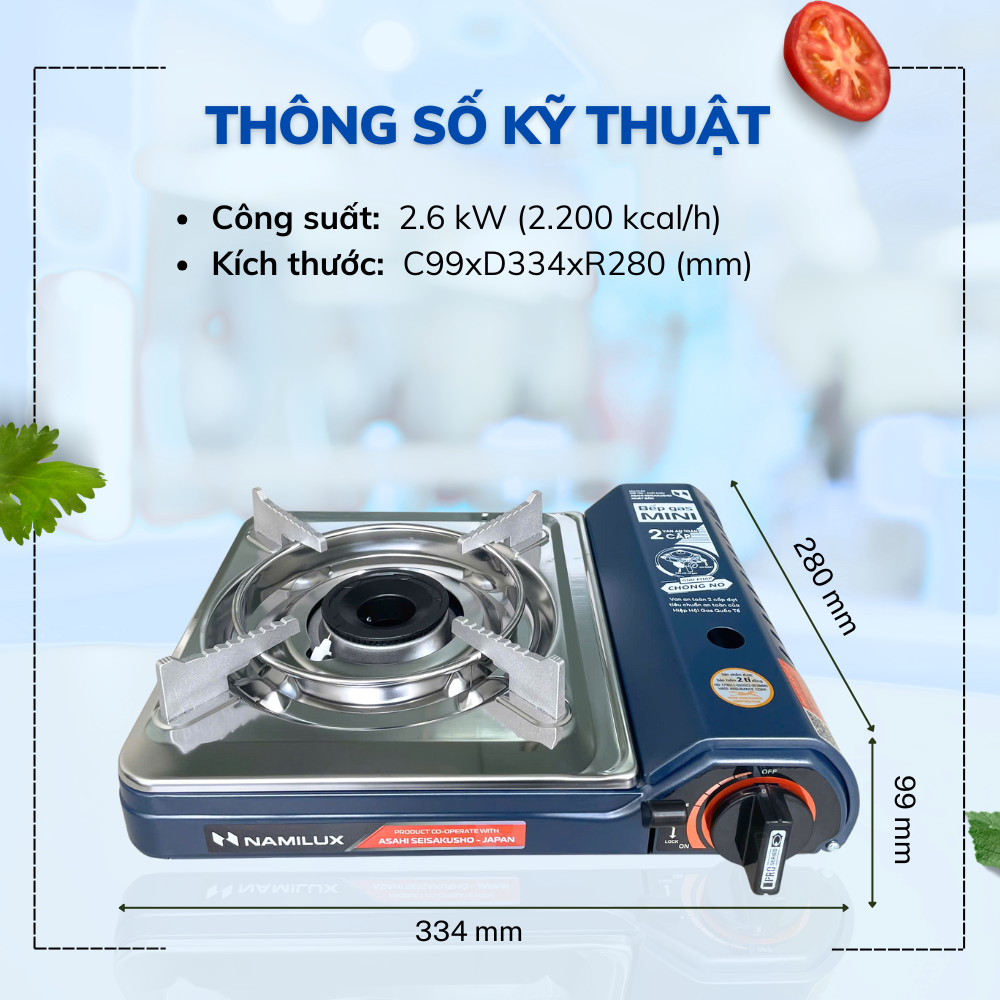 Bếp Gas Mini/ Du Lịch Cao Cấp NaMilux NH-P3012PS/PL2021PS / Van Ngắt Gas An Toàn 2 Cấp Tự Động - Giải Pháp Chống Nổ/ Hàng Chính Hãng
