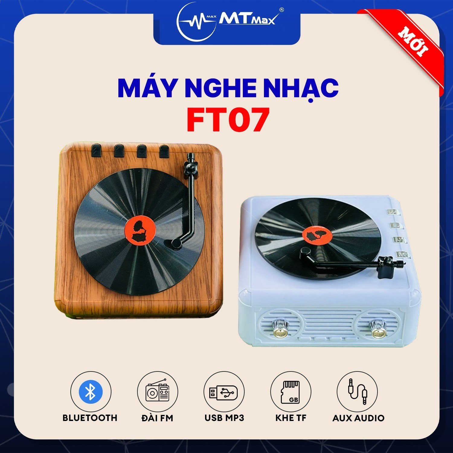 Máy Nghe Nhạc Cổ Điển FT 07 - Đài FM Giá Rẻ Kiểu Dáng Độc Đáo Hoài Niệm Xả Stress Cực Tốt Âm Thanh Chất Lượng Kết Nối Bluetooth USB Thẻ Nhớ Dễ Dàng Sử Dụng hàng chính hãng