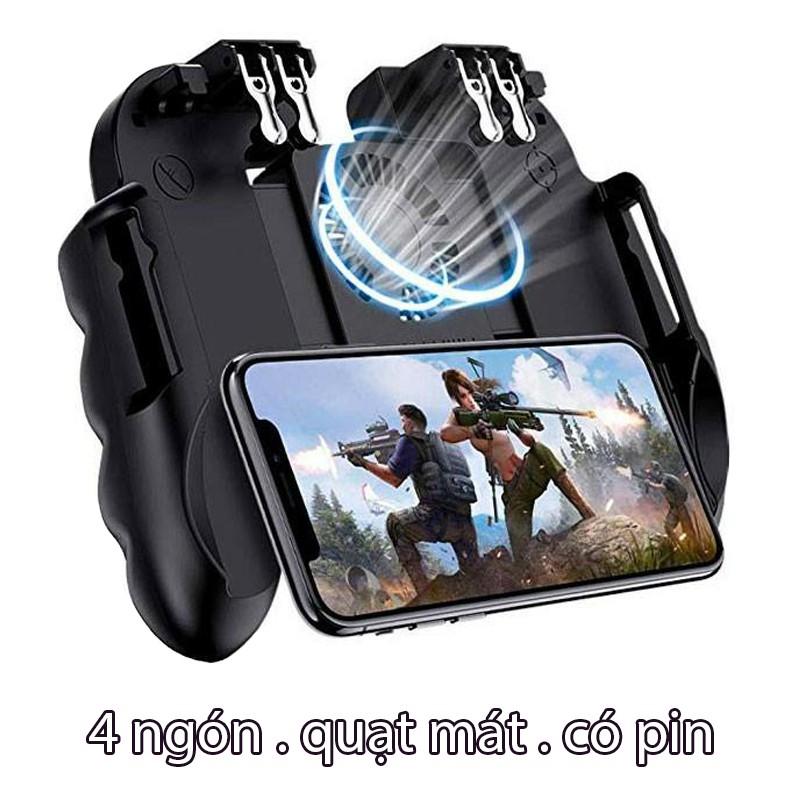 Tay Cầm Chơi GamePUBG Liên Quân H9 - 6 Ngón Nhấn Tích Hợp Quạt Tản Nhiệt - Phiên Bản Cao Cấp - Quạt kèm pin Litium - H9