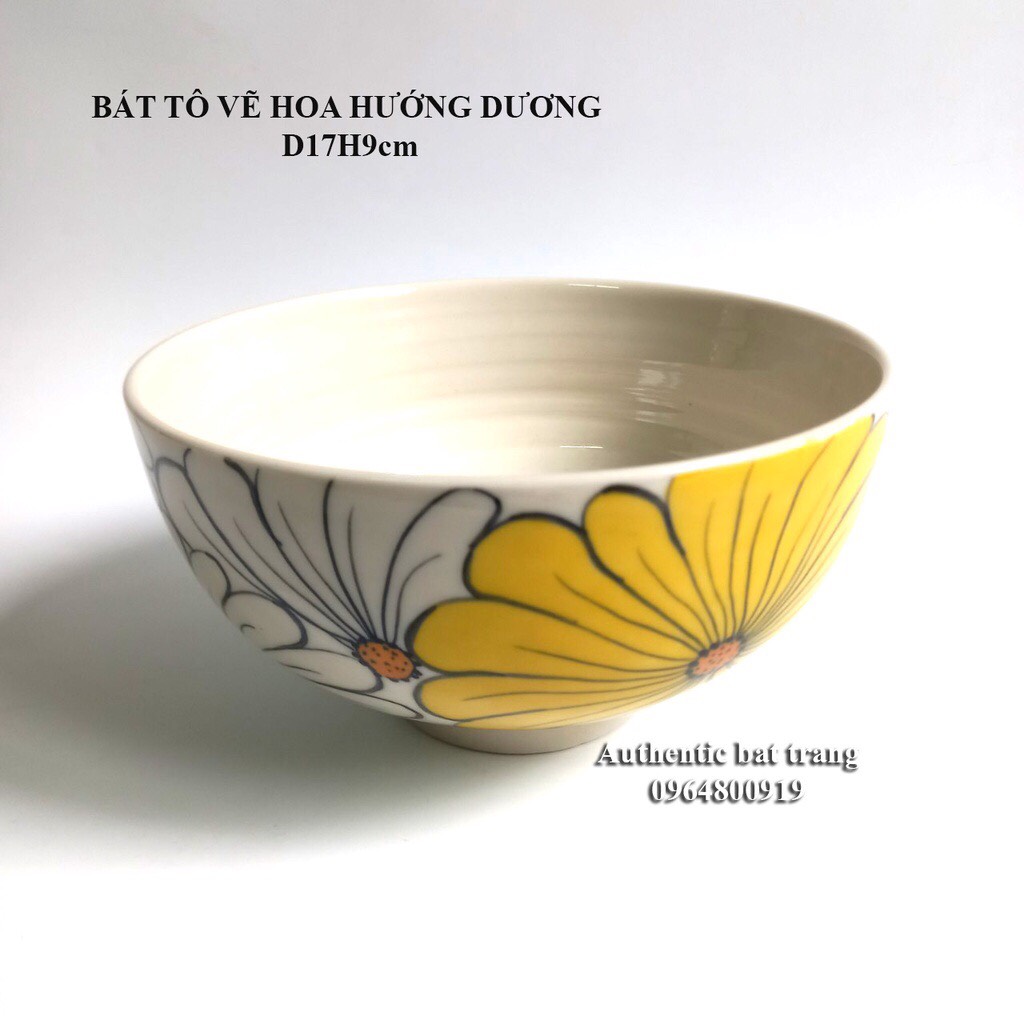 Bát tô dùng ăn phở, úp mì Kích thước D17h9cm Chất liệu gốm sứ cao cấp – xưởng gốm sứ authentic bat trang