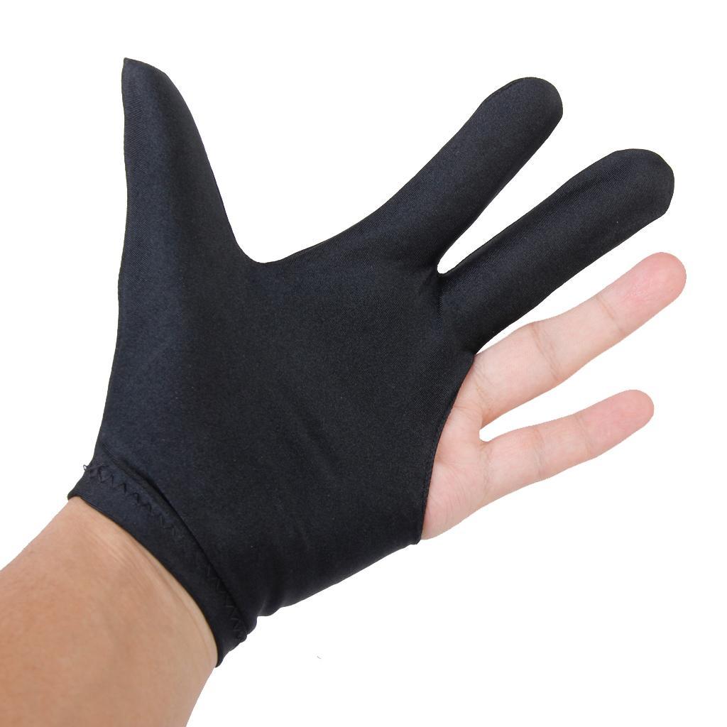 Snooker Billiard Cue Glove Pool Left/Right Hand Three Finger Accessory Black