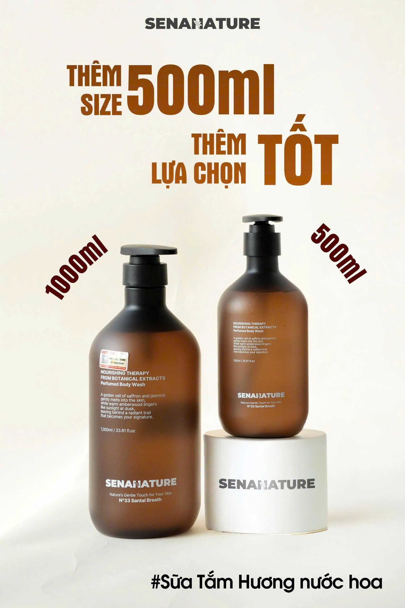 (Tặng 3 nạ) Sữa tắm nước hoa SENANATURE NOURISHING THERAPY FROM BOTANICAL EXTRACTS Perfumed Body Wash 500ml
