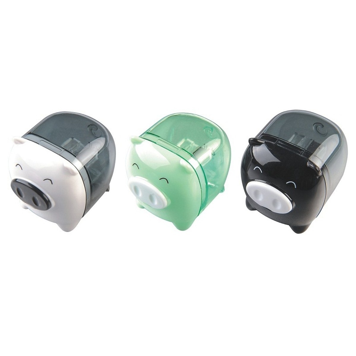 Combo 3 Máy gọt bút chì- mini Deli 557 Piggy 1-hole sharpener w/canister φ7mm Giao màu ngẫu nhiên