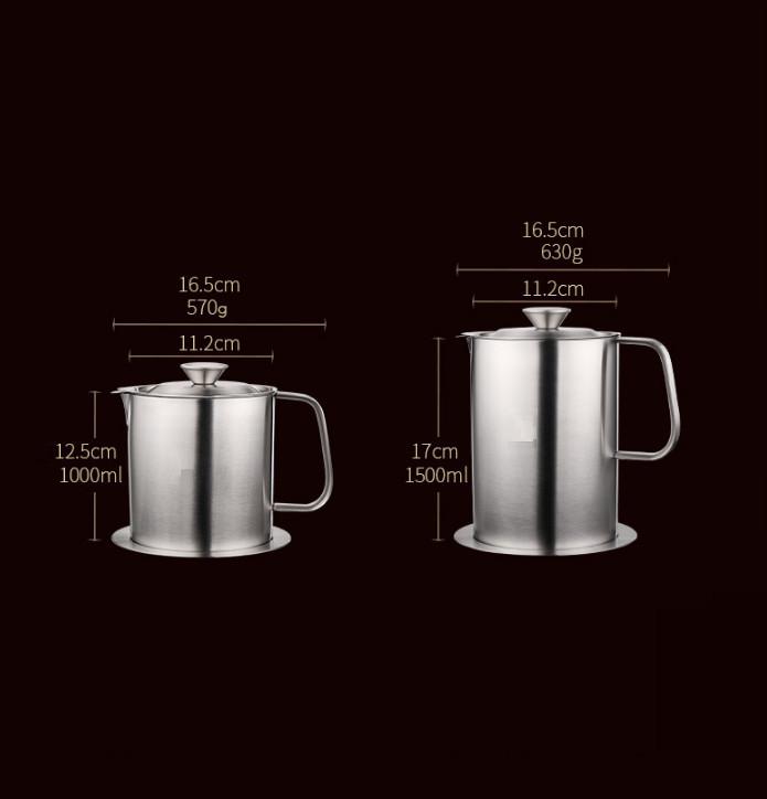 Ca Lọc Dầu Inox 304 - 16.5x17cm, 1500ML - Hàng Chất Lượng