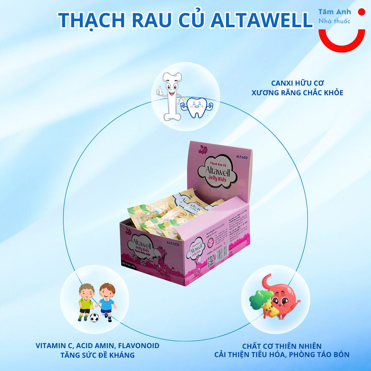 Thạch rau củ Altawell Jelly Kids bổ sung canxi hữu cơ và chất xơ tự nhiên từ rau củ