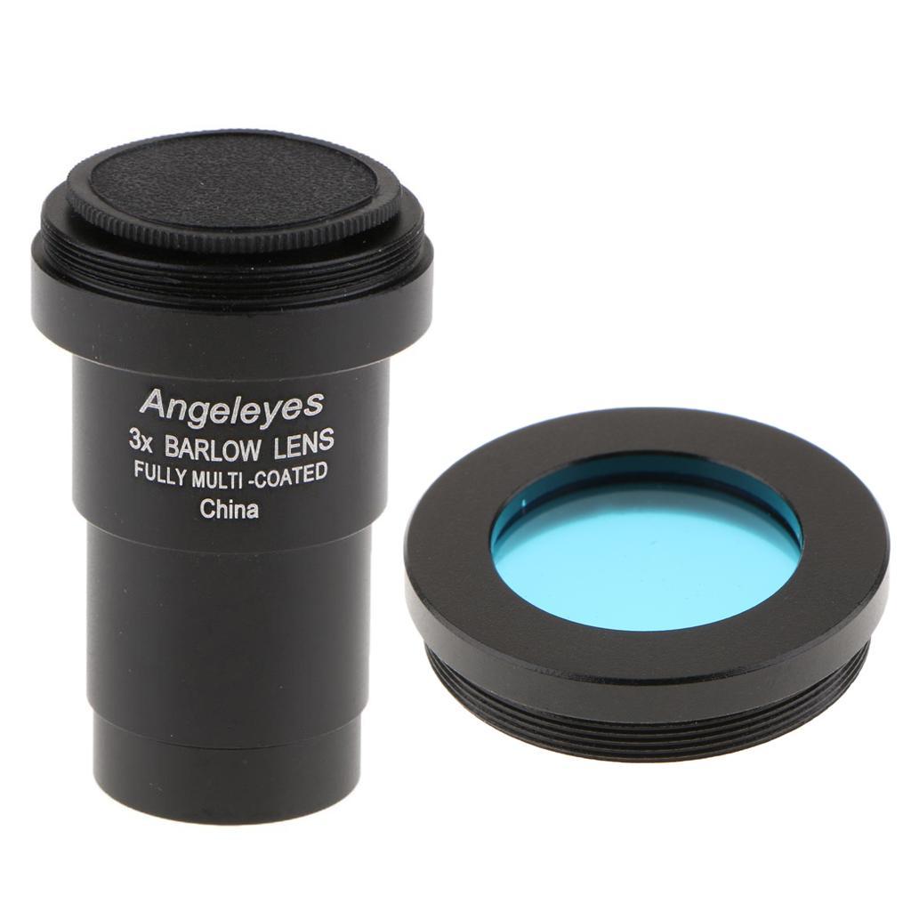 Telescope Eyepiece Barlow Lens 3X for Astronomical Photography + Filter #80A