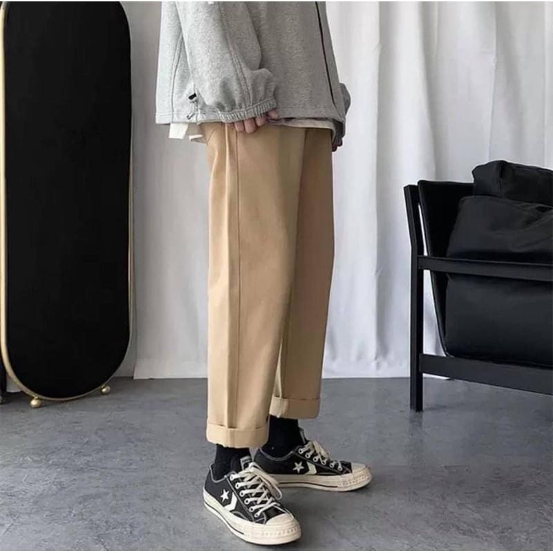 Quần Basic Kaki Nam Nữ Ống Suông UNISEX màu Đen/Tan (Chất siêu mịn dày đẹp