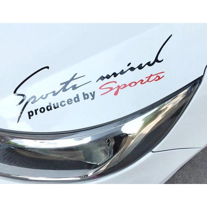 Tem Dán Decal Sport mind Xe Hơi Ô Tô Màu Đen Và Trắng
