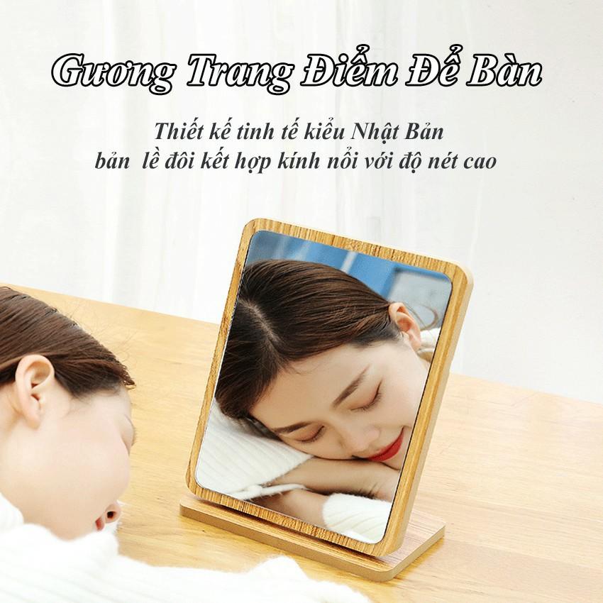 Gương Trang Điểm, Gương Để Bàn Khung Gỗ Cao Cấp Phong Cách Hàn Quốc, Làm Đẹp, makeup, Bàn Trang Điểm