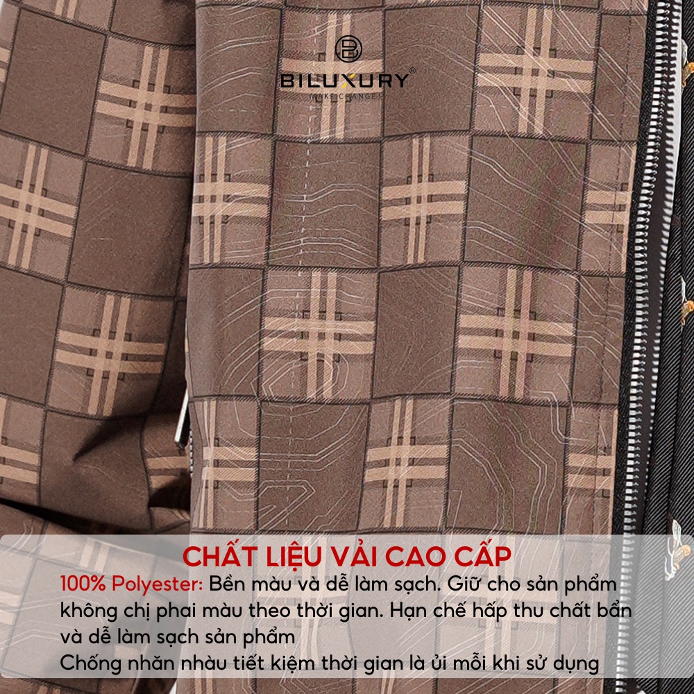 Áo khoác gió nam Biluxury  cổ bomber khỏe khoắn thiết kế mặc 2 mặt phối đồ dễ dàng linh hoạt 6AG2T029CME - 43 (&gt;80kg)