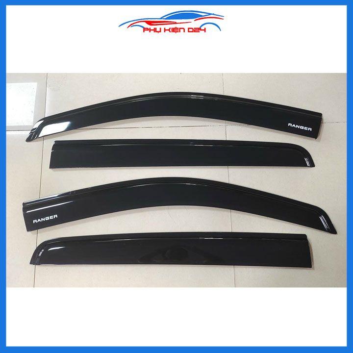 Vè che mưa ô tô Ford Ranger 2022-2023-2024 Vè Đen Thái, nhựa ABS cao cấp chắn mưa, cản bụi, trang trí xe hơi