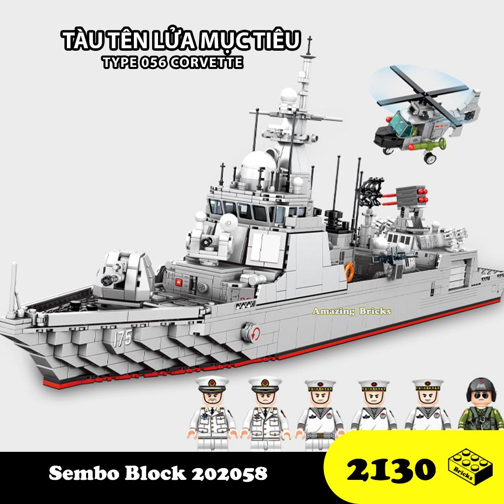 Đồ chơi Lắp ráp Tàu Tên lưa dẫn đường, Sembo Block 202058 Guided-Missle, Xếp hình thông minh, Mô hình Tàu chiến
