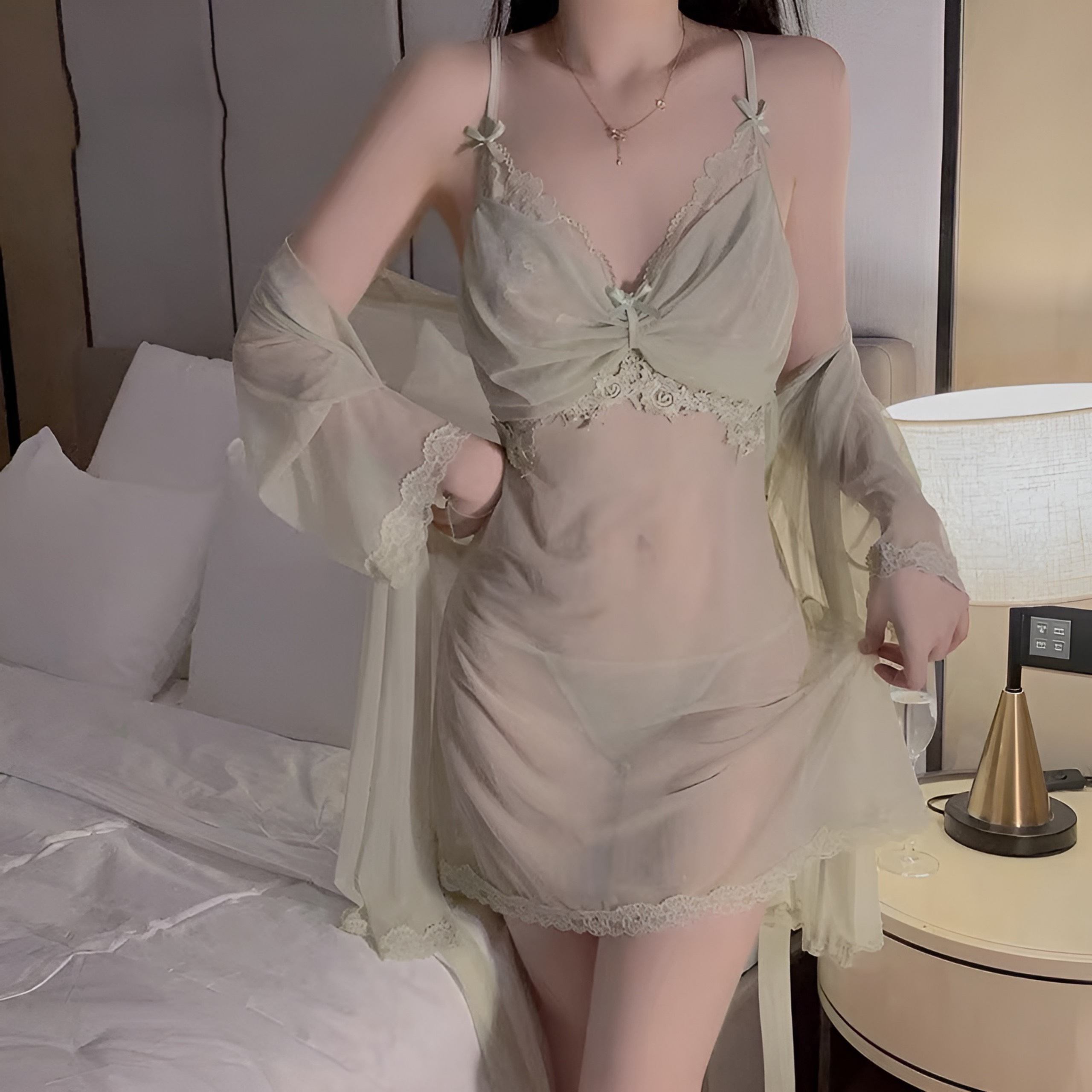 Bộ Váy Ngủ Ren Hai Dây Sexy - B.Lingerie