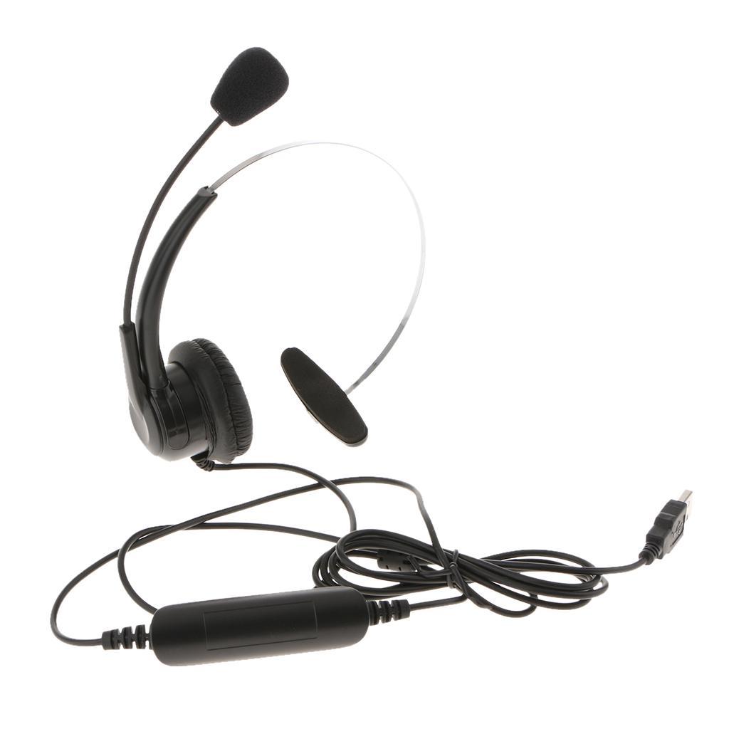 3xCall Center Monaural USB Plug Headset Headphones with Mic for Computer