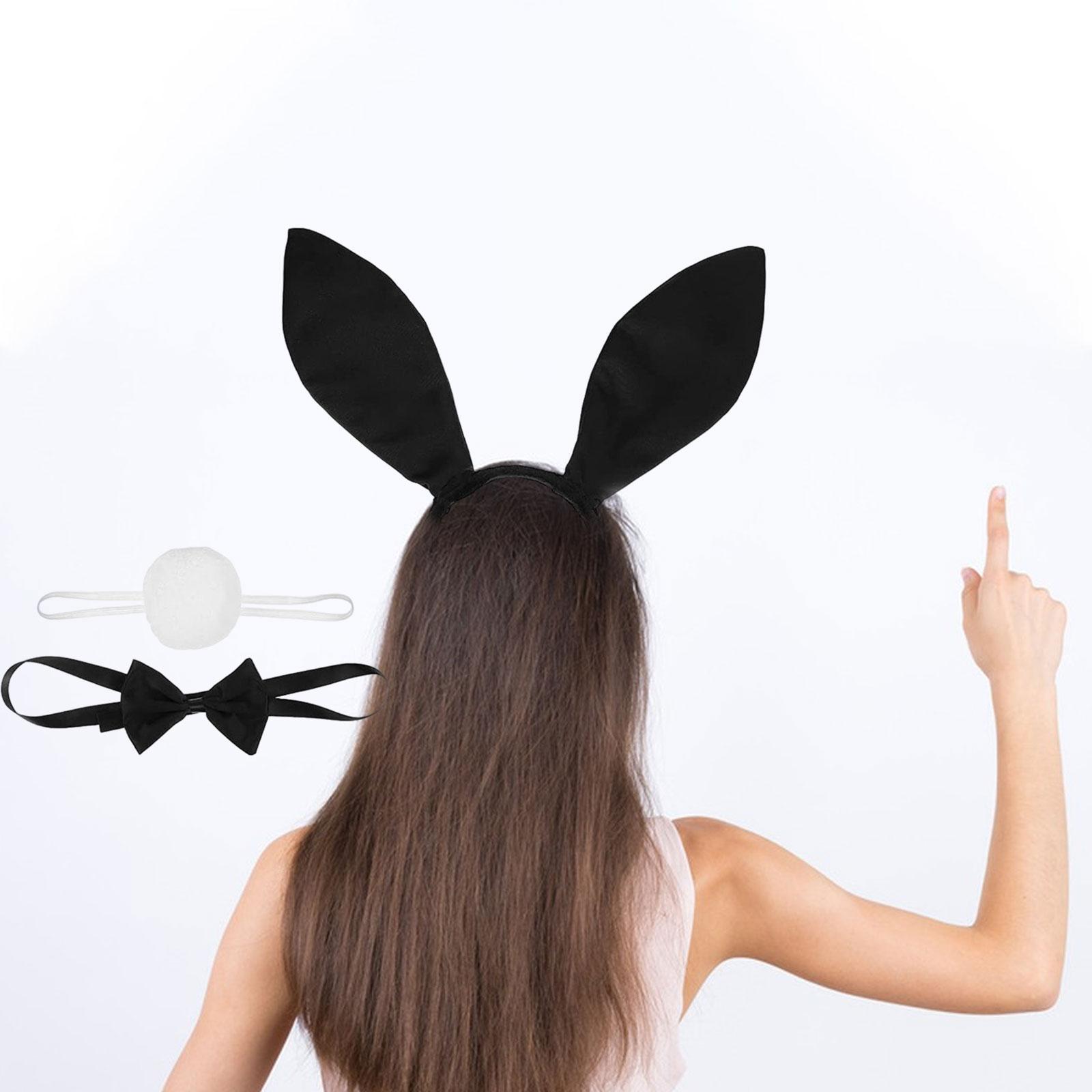 Women's Bunny Costume Set Rabbit Ear Headband Rabbit Tail for Carnival