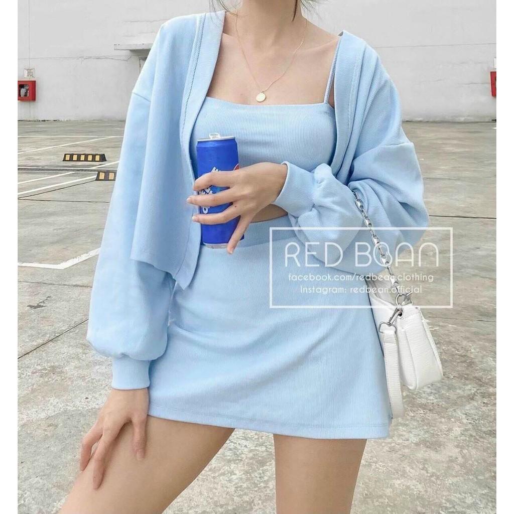 Sét bộ 3 món áo khoác áo 2s và chân váy siêu cute