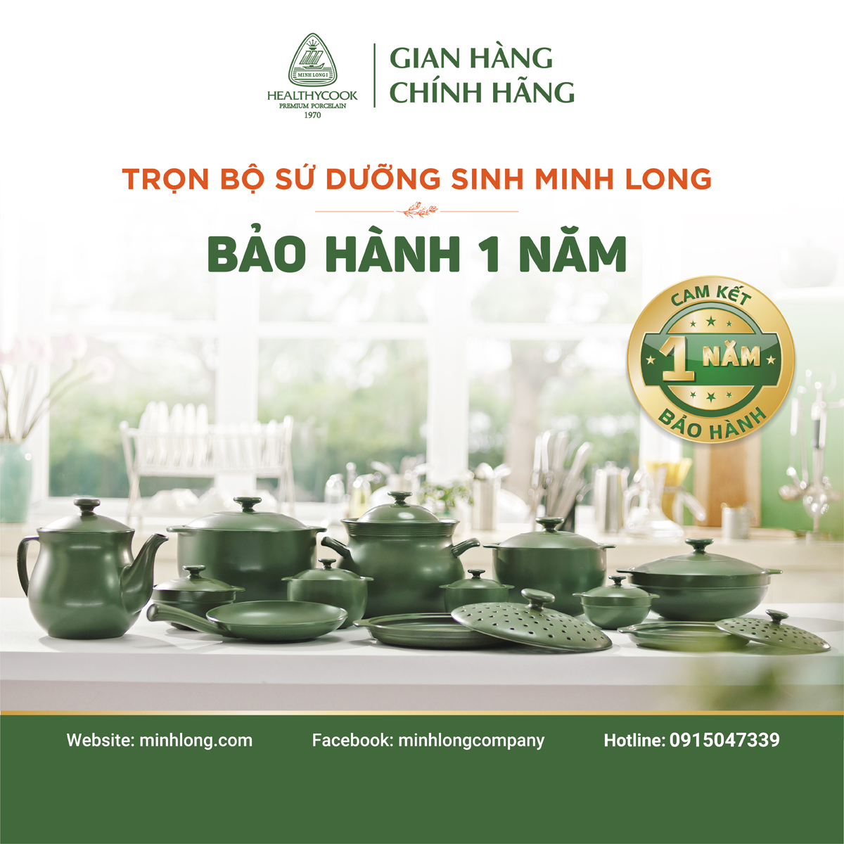 Nồi Sứ Dưỡng Sinh Minh Long Healthy Cook Luna 2.0 L - Dùng Cho Bếp Gas, Bếp Hồng Ngoại