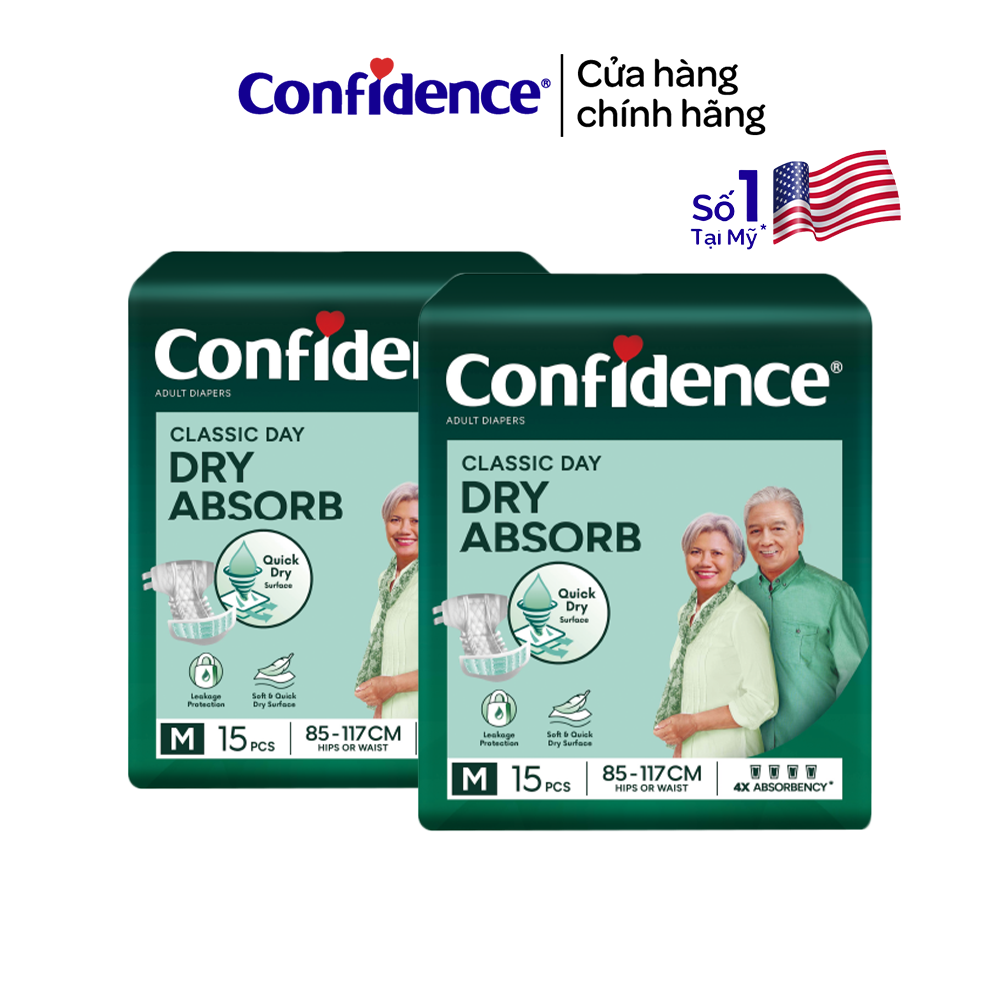 Combo 2 Tã dán người lớn CONFIDENCE CLASSIC DAY size M/L gói 15 miếng