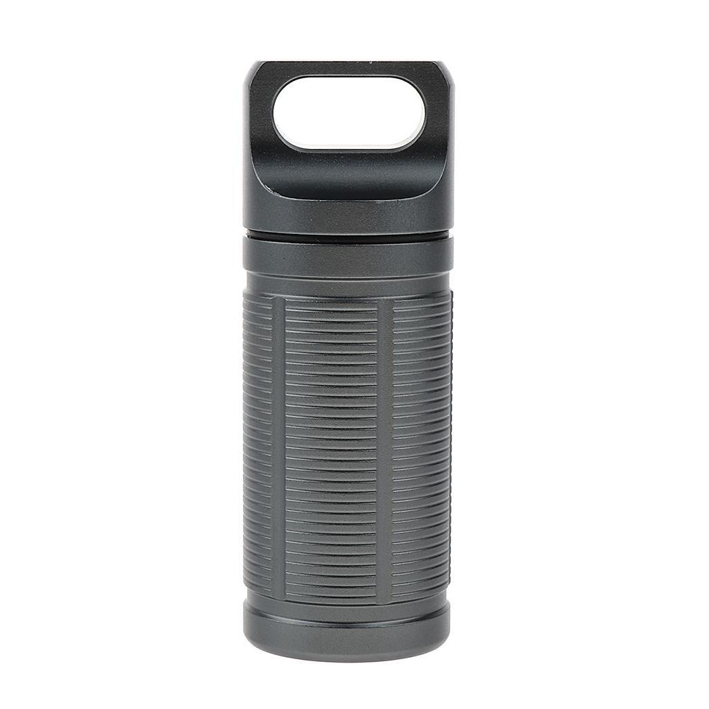 2pcs Pill Box Keychain Waterproof Single Chamber, Titanium Pill Organizer for Outdoor Travel Camping, Gray, Black