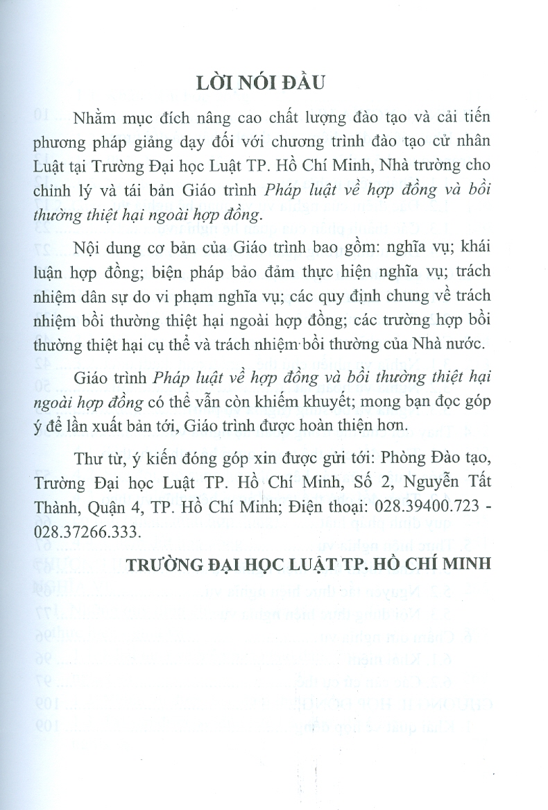 Giáo trình PHÁP LUẬT VỀ HỢP ĐỒNG VÀ BỒI THƯỜNG THIỆT HẠI NGOÀI HỢP ĐỒNG  (Tái bản lần thứ 1, có sửa đổi, bổ sung)