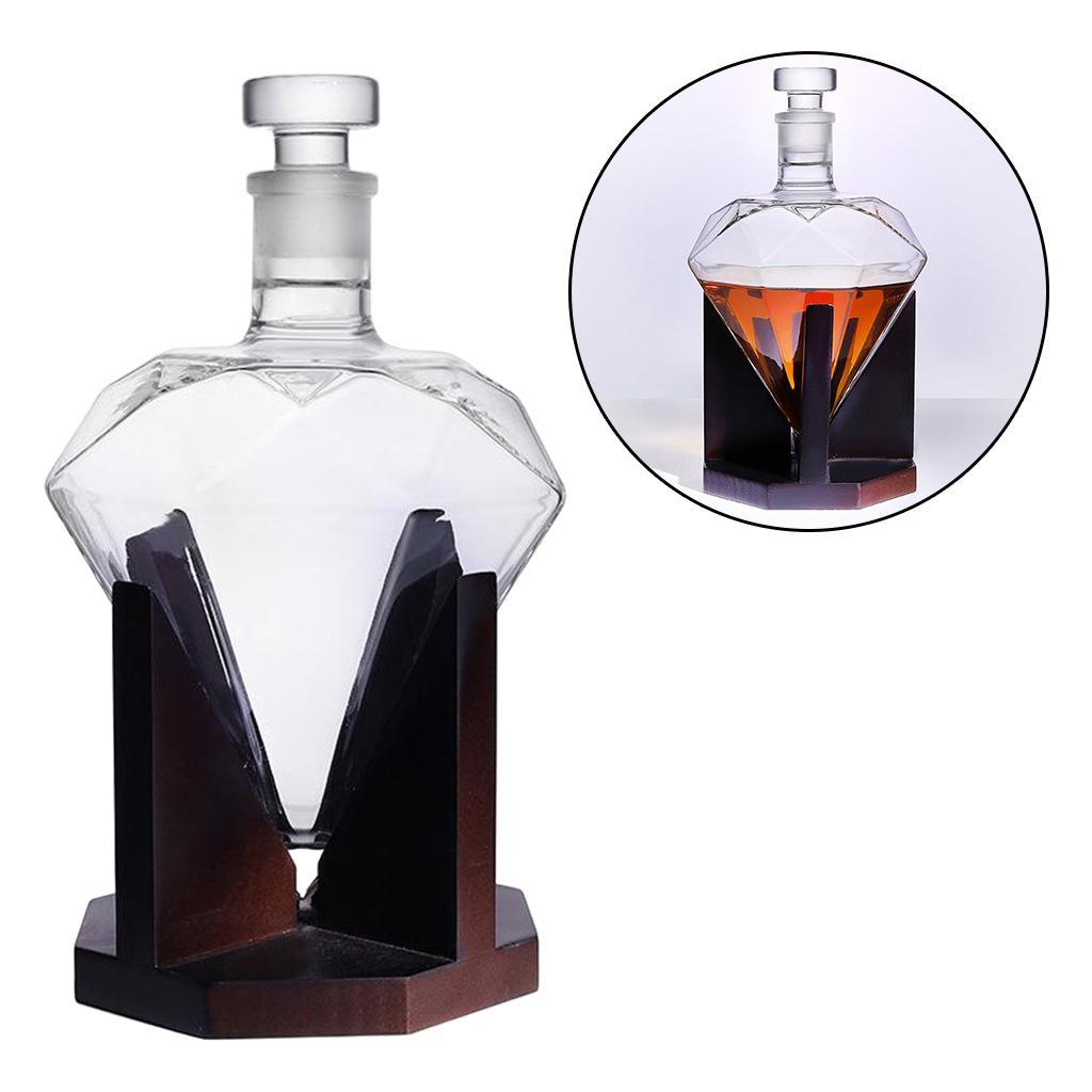 Diamond  Decanter Luxurious Vodka   Pourer Wooden Stand Party