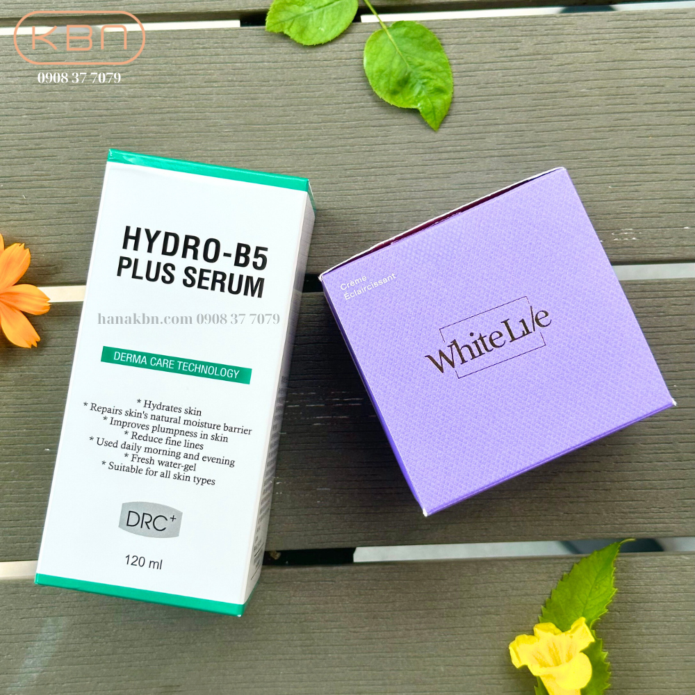 Combo 2 sản phẩm kem dưỡng trắng da White Lie + serum Hydro B5