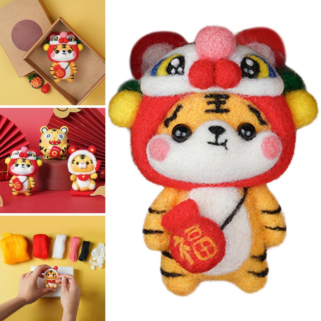 2x Wool Needle Felting Needle Felting Starter Kit Wool Felt Lovelty DIY Tigers Doll Making for Kids&Adults