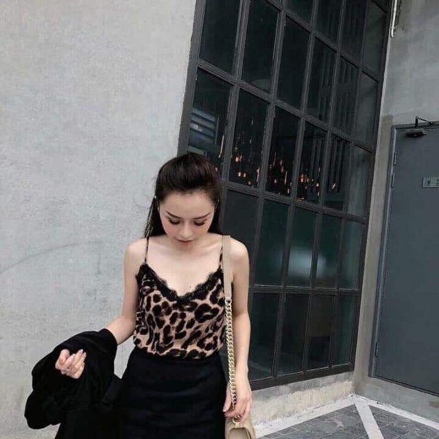 Aó 2 dây lụa đẹp_Aó 2 dây lụa phối ren sexy quyến rũ_