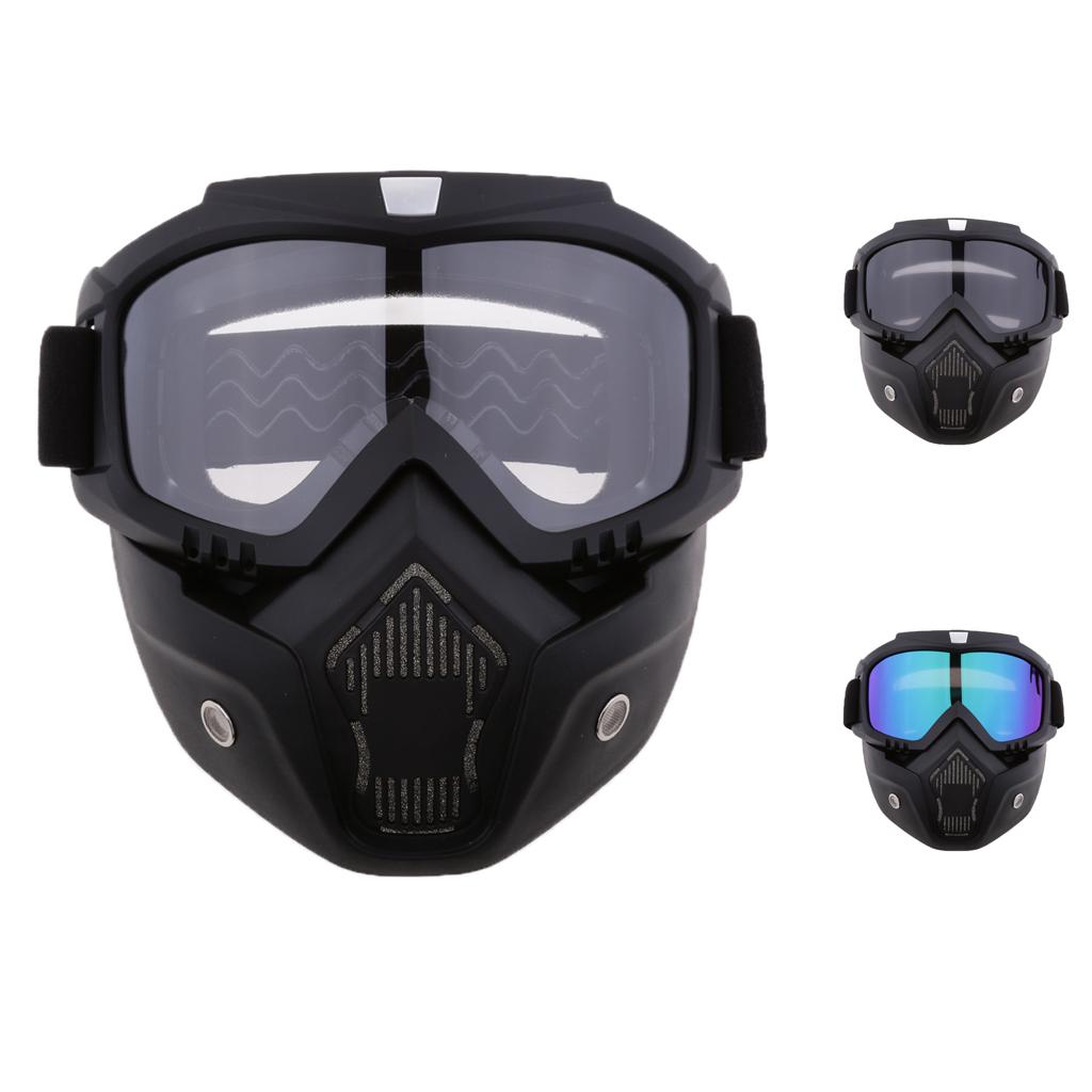 2x Motorcycle Riding Helmet Windproof Face Mask Detachable Goggles Clear