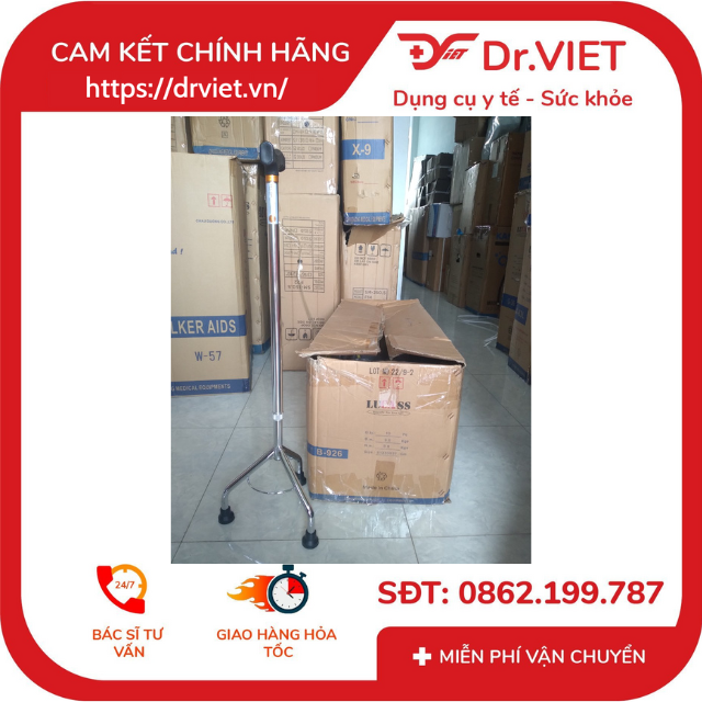 Gậy chống chân 3 chân Lucass B926-Giúp người già, người ốm,người bị tai nạn phục hồi chức năng,người khuyết tật chân tập