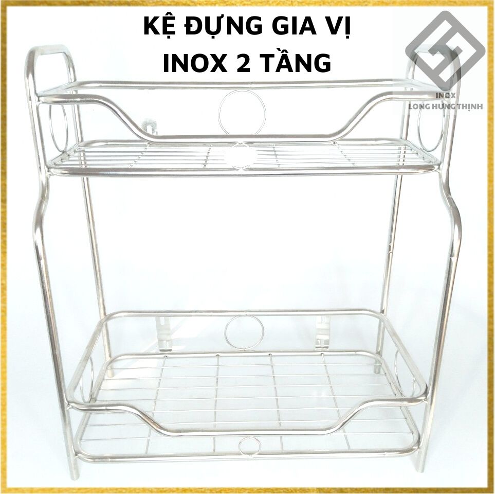 Kệ đựng gia vị phòng bếp INOX cao cấp sáng bóng, thiết kế 