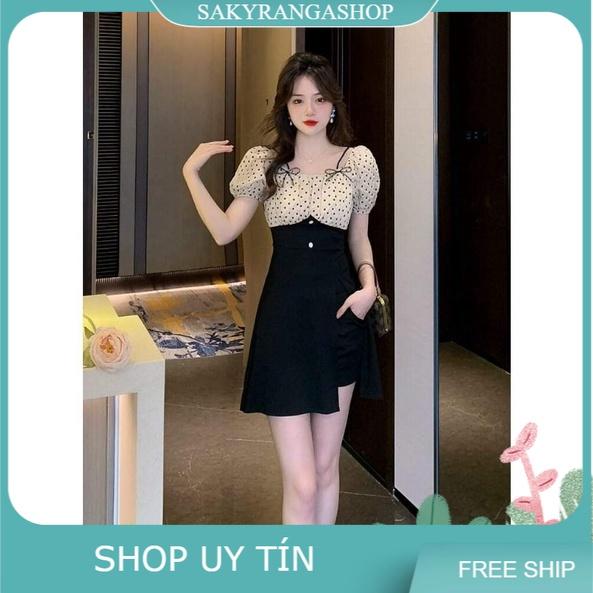 SÉT BỘ PHỐI LỤA HỌA TIẾT CHẤM BI CAO CẤP