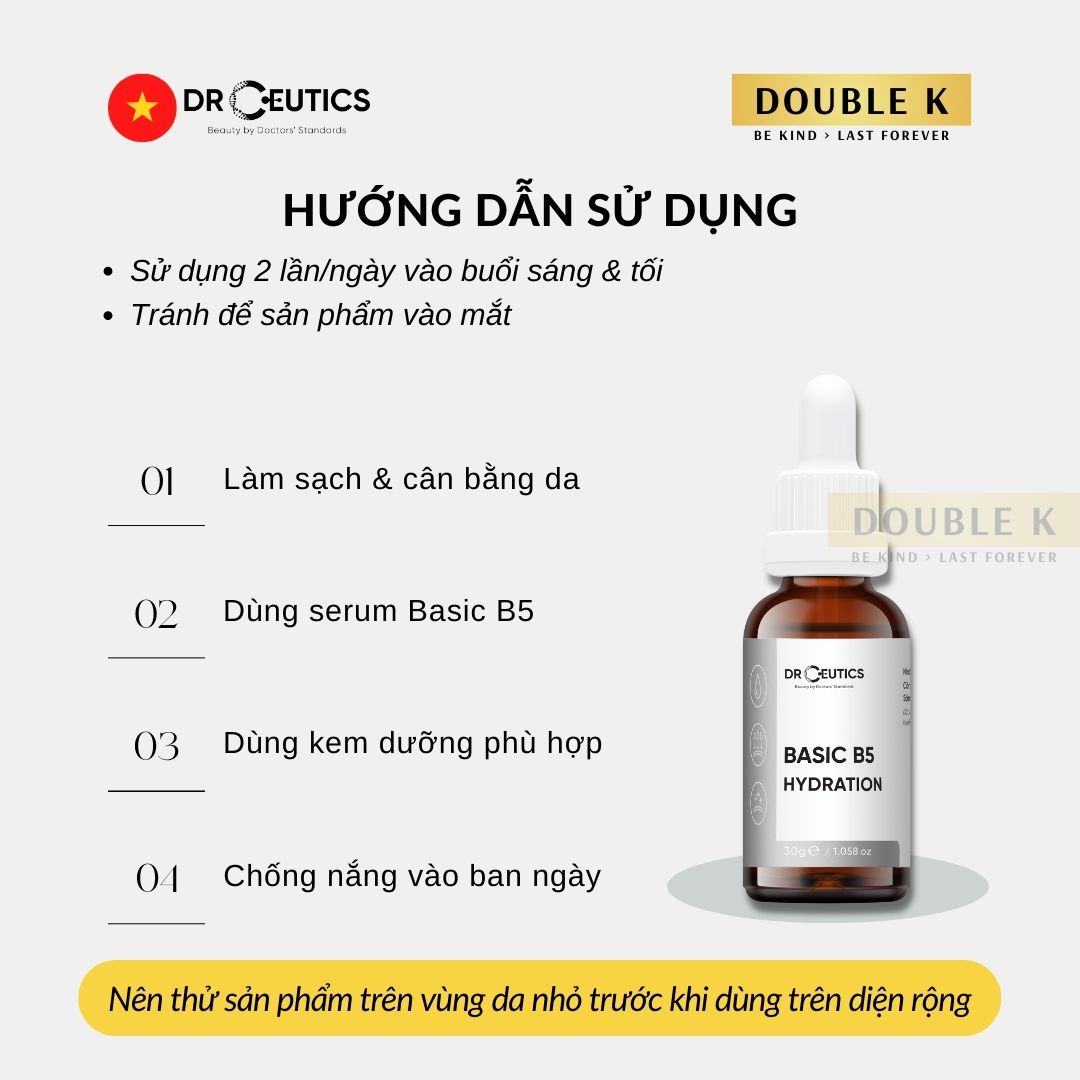 DrCeutics Basic B5 Hydration - Serum Làm Dịu Tăng Cường Độ Ẩm Cho Da Dầu Mụn - Double K