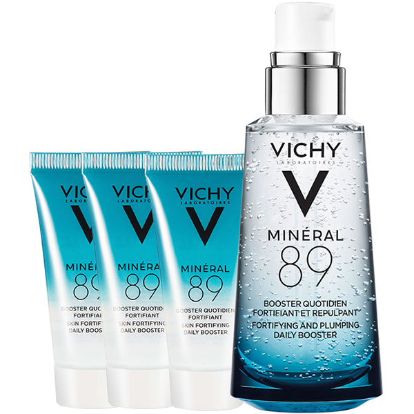 Bộ sản phẩm Serum khoáng phục hồi chuyên sâu Vichy Mineral 89 50ml và 3 serum khoáng phục hồi chuyên sâu Mineral 89 15ml