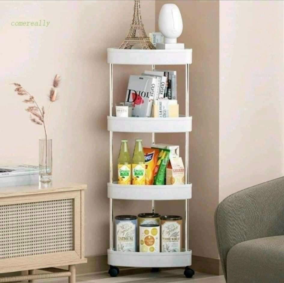 KỆ GÓC TAM GIÁC 4 TẦNG ĐỰNG ĐỒ ĐA NĂNG CÓ BÁNH XE TIỆN DỤNG