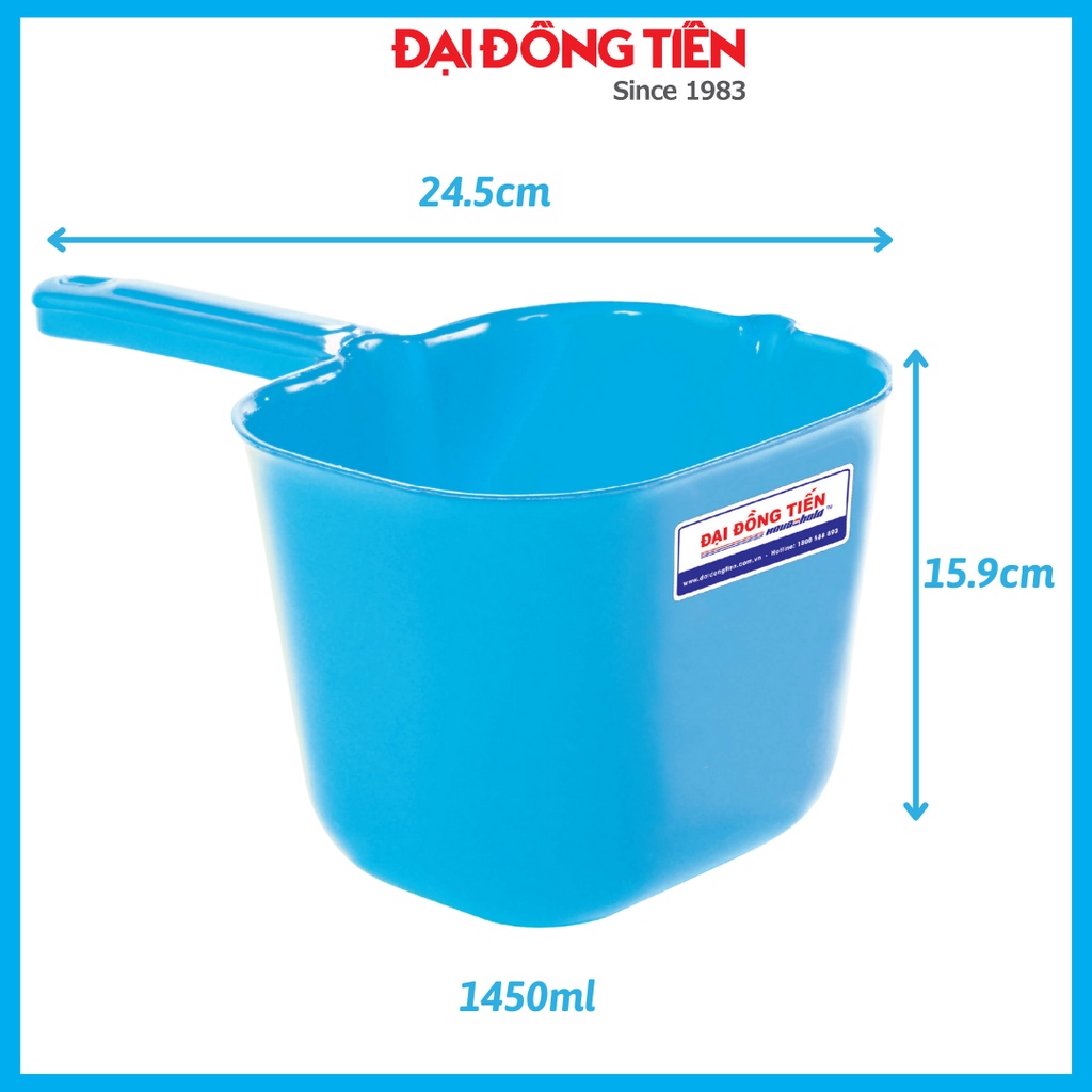 Ca nhựa múc nước phòng tắm cán dài 1450ml KT  24.5 x 15.9 x 13.2 cm Đại Đồng Tiến tiện tích gia đình