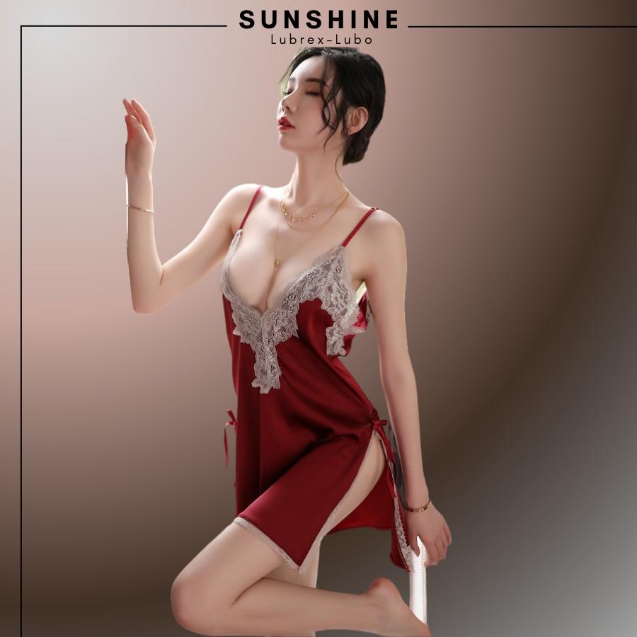 Đầm ngủ lụa satin sexy 2 dây BIGSIZE gợi cảm - Váy ngủ hai dây mỏng mặc nhà quyến rũ SUNSHINE LUAHOACO