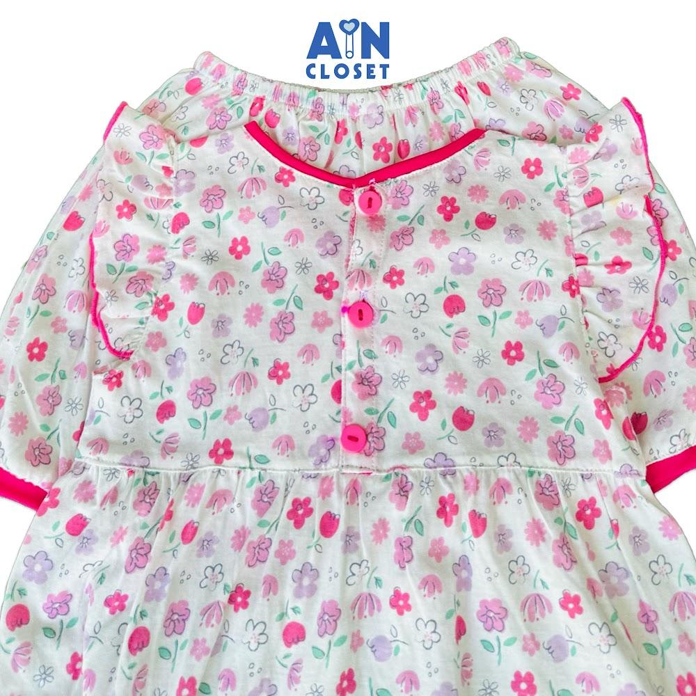 Bộ quần áo Ngắn bé gái họa tiết Hoa Nhí Hồng Tím Thun cotton - AICDBGNZYXTU - AIN Closet