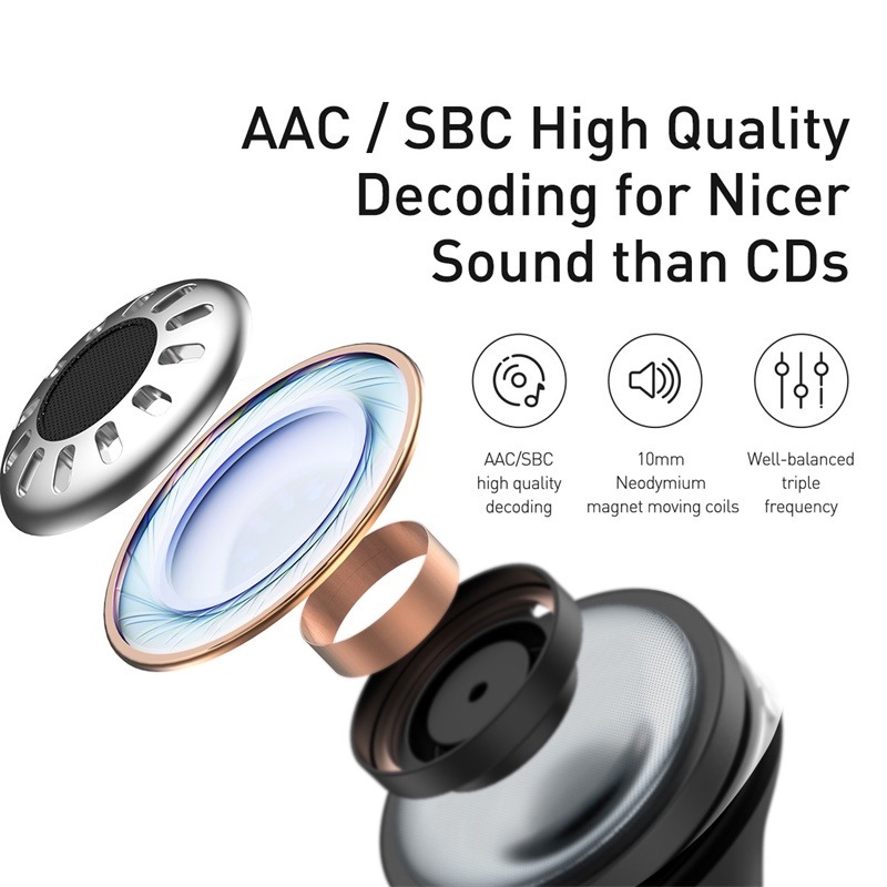 Tai nghe TWS chống ồn chủ động Baseus SIMU ANC S1 / S1 Pro True Wireless Earphone (Chống ồn chủ động, Xuyên Âm, Hi Fi/ Stereo, AAC/SBS, Dual Core DSP) - Hàng chính hãng