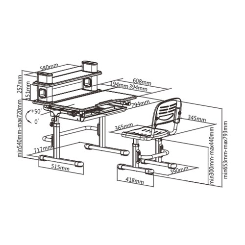 Bộ bàn ghế học tập thông minh trẻ em điều chỉnh được độ cao BR-C401