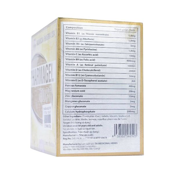 TPCN- Robinson Pharma USA- Pharmagel fort-Viên uống bổ sung đa vitamin, khoáng chất, bồi bổ cơ thể, tăng cười sức đề kháng, dinh dưỡng