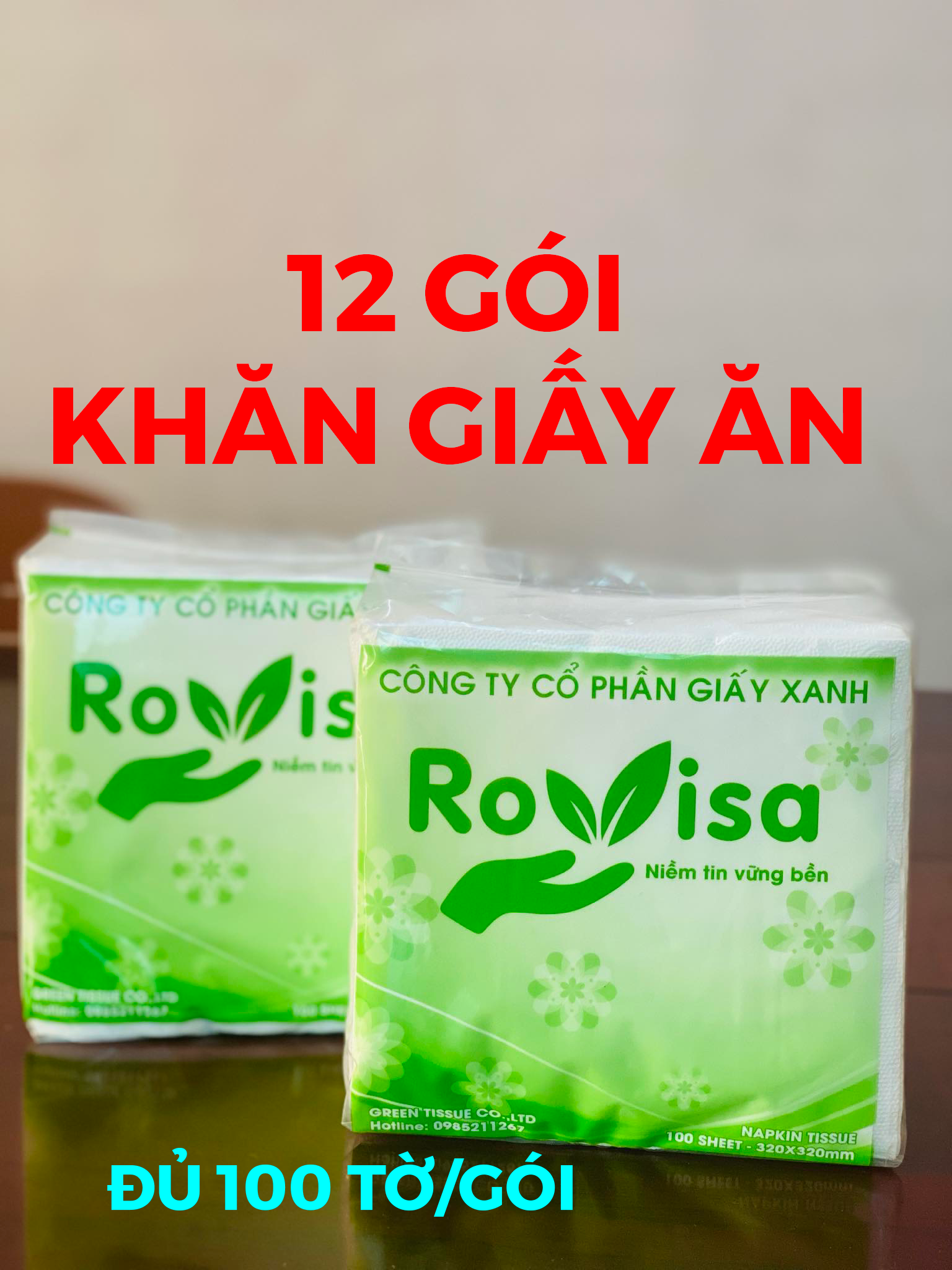 12 gói khăn giấy ăn vuông to siêu mịn siêu dai cao cấp rovisa- 1 gói đủ chuẩn 100 tờ không điêu Giấy Vệ Sinh