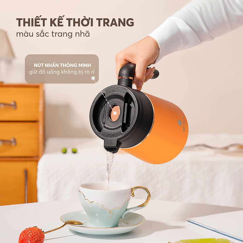 Bình Giữ Nhiệt Gia Đình Elmich EL8372 1L, Hàng Chính Hãng, Inox 304, Có Lõi Pha Trà - JoyMall