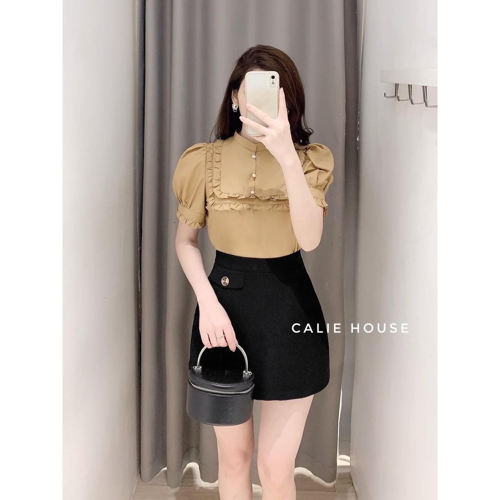 Quần giả váy chữ A phối cúc -Quần vạt lệch phối cúc, cạp cao phong cách